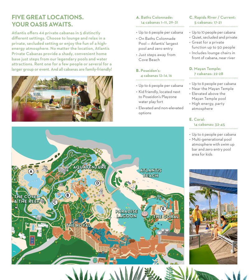 Aquaventure private cabanas brochure and map